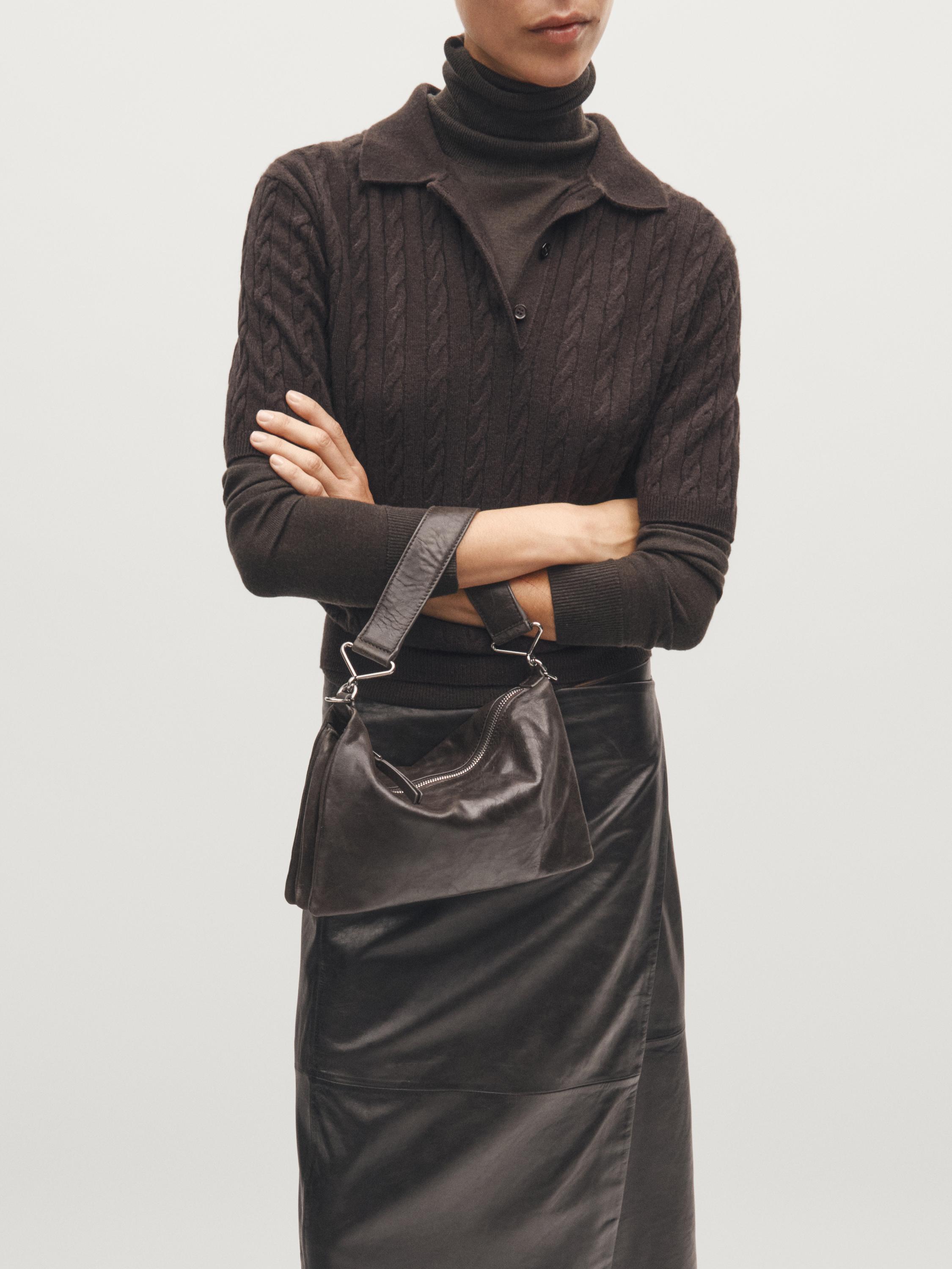 Petit sac compartimenté en cuir nappa